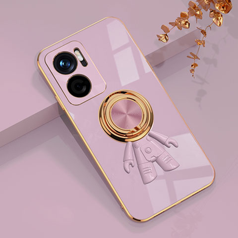 Funda Silicona Carcasa Ultrafina Goma con Magnetico Anillo de dedo Soporte AN1 para Xiaomi Redmi 10 Prime Plus 5G Purpura Claro