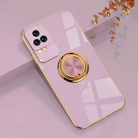 Funda Silicona Carcasa Ultrafina Goma con Magnetico Anillo de dedo Soporte AN1 para Xiaomi Redmi K40S 5G Purpura Claro