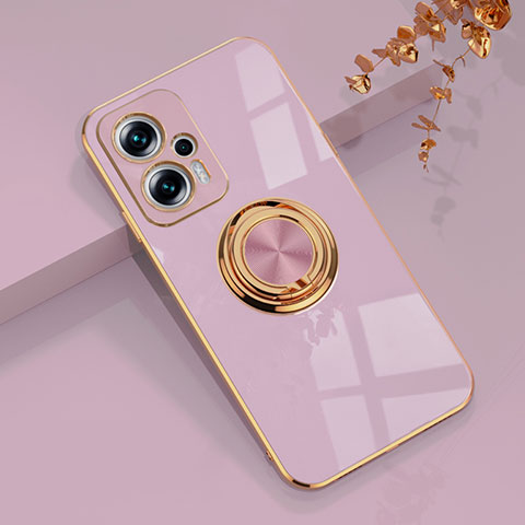 Funda Silicona Carcasa Ultrafina Goma con Magnetico Anillo de dedo Soporte AN1 para Xiaomi Redmi K50i 5G Purpura Claro