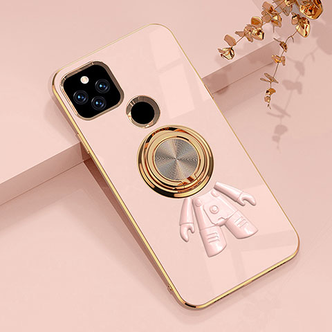 Funda Silicona Carcasa Ultrafina Goma con Magnetico Anillo de dedo Soporte AN2 para Google Pixel 5a 5G Oro Rosa