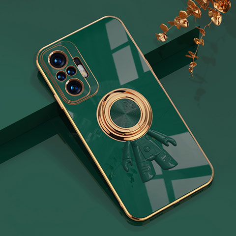 Funda Silicona Carcasa Ultrafina Goma con Magnetico Anillo de dedo Soporte AN2 para Xiaomi Poco M5S Verde