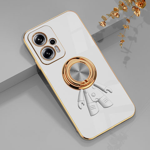 Funda Silicona Carcasa Ultrafina Goma con Magnetico Anillo de dedo Soporte AN2 para Xiaomi Poco X4 GT 5G Blanco