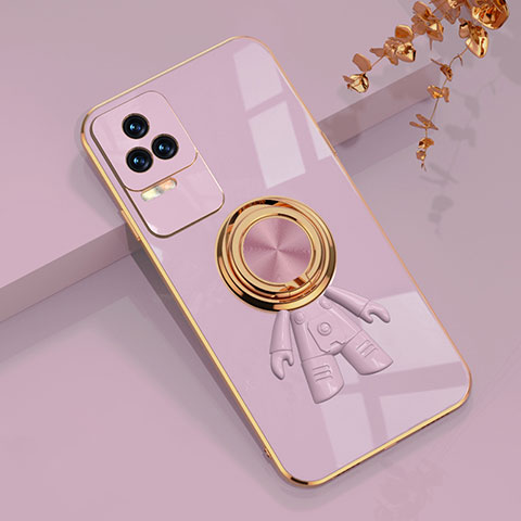 Funda Silicona Carcasa Ultrafina Goma con Magnetico Anillo de dedo Soporte AN2 para Xiaomi Redmi K50 Pro 5G Morado