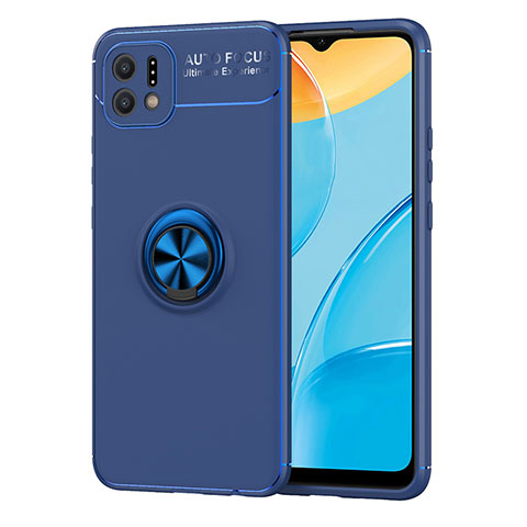 Funda Silicona Carcasa Ultrafina Goma con Magnetico Anillo de dedo Soporte JM1 para Oppo A16K Azul