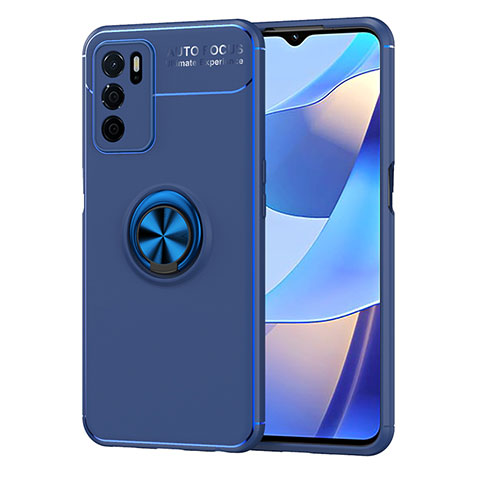 Funda Silicona Carcasa Ultrafina Goma con Magnetico Anillo de dedo Soporte JM1 para Oppo A16s Azul