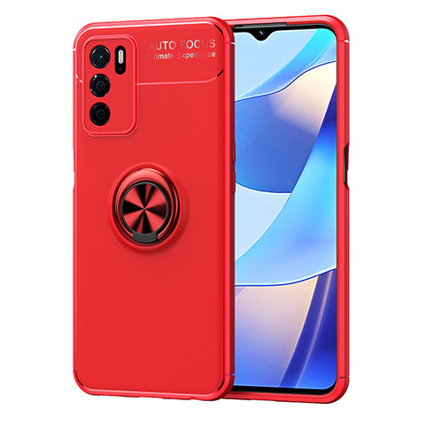 Funda Silicona Carcasa Ultrafina Goma con Magnetico Anillo de dedo Soporte JM1 para Oppo A16s Rojo