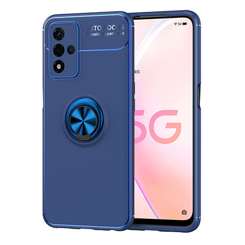 Funda Silicona Carcasa Ultrafina Goma con Magnetico Anillo de dedo Soporte JM1 para Oppo A93s 5G Azul