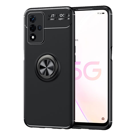 Funda Silicona Carcasa Ultrafina Goma con Magnetico Anillo de dedo Soporte JM1 para Oppo A93s 5G Negro