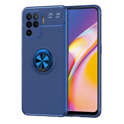 Funda Silicona Carcasa Ultrafina Goma con Magnetico Anillo de dedo Soporte JM1 para Oppo A94 4G Azul