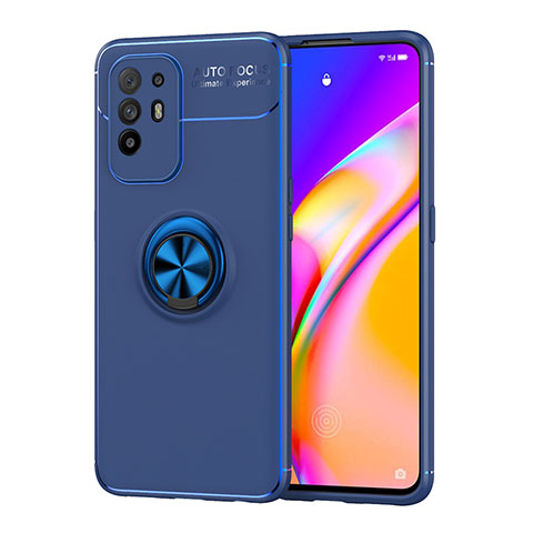 Funda Silicona Carcasa Ultrafina Goma con Magnetico Anillo de dedo Soporte JM1 para Oppo A94 5G Azul