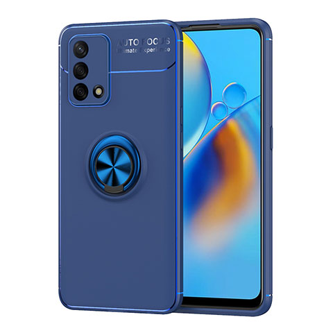 Funda Silicona Carcasa Ultrafina Goma con Magnetico Anillo de dedo Soporte JM1 para Oppo A95 4G Azul