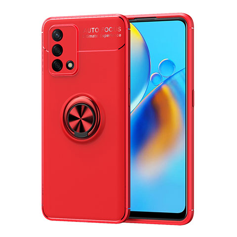 Funda Silicona Carcasa Ultrafina Goma con Magnetico Anillo de dedo Soporte JM1 para Oppo F19s Rojo