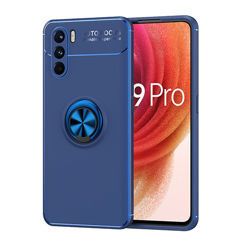 Funda Silicona Carcasa Ultrafina Goma con Magnetico Anillo de dedo Soporte JM1 para Oppo K9 Pro 5G Azul