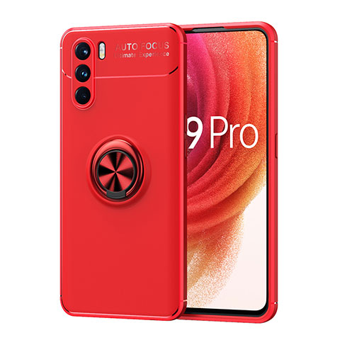 Funda Silicona Carcasa Ultrafina Goma con Magnetico Anillo de dedo Soporte JM1 para Oppo K9 Pro 5G Rojo