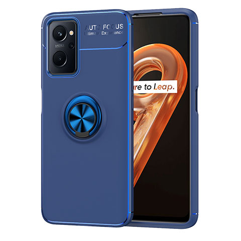 Funda Silicona Carcasa Ultrafina Goma con Magnetico Anillo de dedo Soporte JM1 para Realme 9i 4G Azul