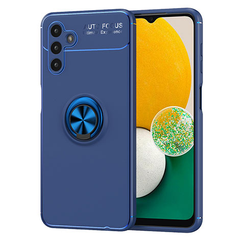 Funda Silicona Carcasa Ultrafina Goma con Magnetico Anillo de dedo Soporte JM1 para Samsung Galaxy A04s Azul