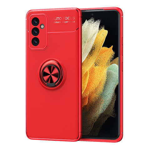 Funda Silicona Carcasa Ultrafina Goma con Magnetico Anillo de dedo Soporte JM1 para Samsung Galaxy A25 5G Rojo