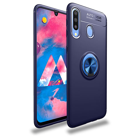 Funda Silicona Carcasa Ultrafina Goma con Magnetico Anillo de dedo Soporte JM1 para Samsung Galaxy A30 Azul