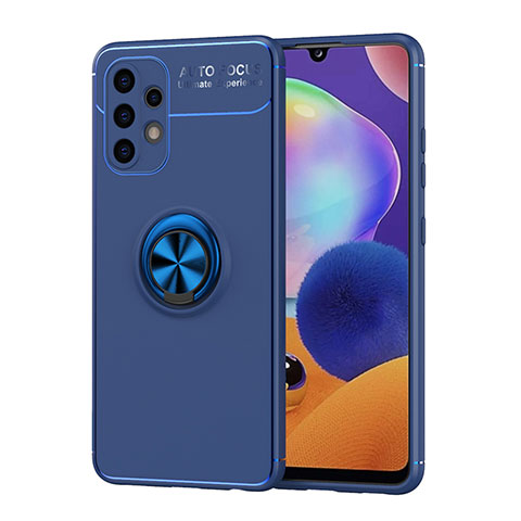 Funda Silicona Carcasa Ultrafina Goma con Magnetico Anillo de dedo Soporte JM1 para Samsung Galaxy A32 5G Azul