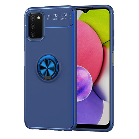 Funda Silicona Carcasa Ultrafina Goma con Magnetico Anillo de dedo Soporte JM1 para Samsung Galaxy F02S SM-E025F Azul