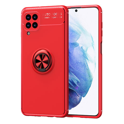 Funda Silicona Carcasa Ultrafina Goma con Magnetico Anillo de dedo Soporte JM1 para Samsung Galaxy F62 5G Rojo