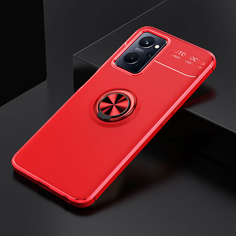 Funda Silicona Carcasa Ultrafina Goma con Magnetico Anillo de dedo Soporte JM2 para Oppo K10 4G Rojo