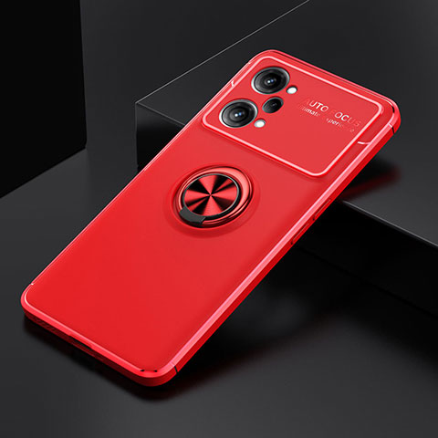 Funda Silicona Carcasa Ultrafina Goma con Magnetico Anillo de dedo Soporte JM2 para Oppo K10 Pro 5G Rojo