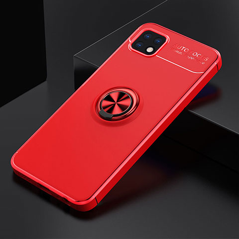 Funda Silicona Carcasa Ultrafina Goma con Magnetico Anillo de dedo Soporte JM2 para Samsung Galaxy A22s 5G Rojo