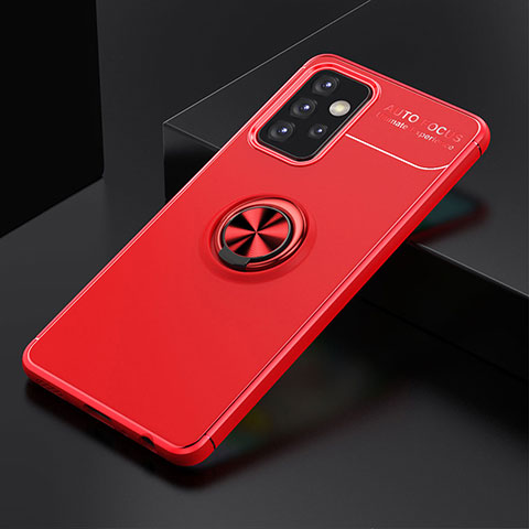 Funda Silicona Carcasa Ultrafina Goma con Magnetico Anillo de dedo Soporte JM2 para Samsung Galaxy A52 4G Rojo