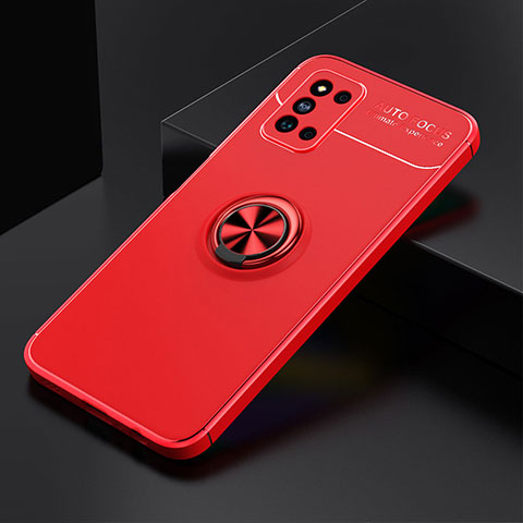 Funda Silicona Carcasa Ultrafina Goma con Magnetico Anillo de dedo Soporte JM2 para Samsung Galaxy F52 5G Rojo