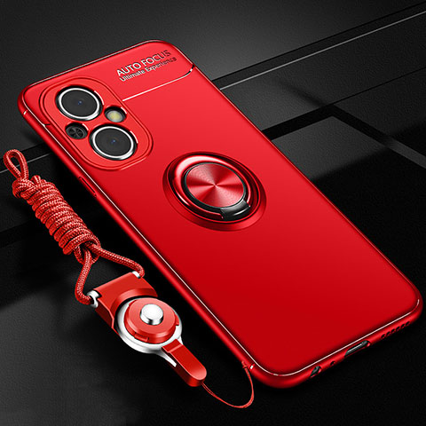 Funda Silicona Carcasa Ultrafina Goma con Magnetico Anillo de dedo Soporte JM3 para Oppo F21 Pro 5G Rojo