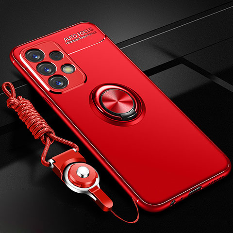 Funda Silicona Carcasa Ultrafina Goma con Magnetico Anillo de dedo Soporte JM3 para Samsung Galaxy A32 4G Rojo