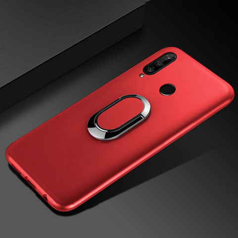 Funda Silicona Carcasa Ultrafina Goma con Magnetico Anillo de dedo Soporte para Huawei Honor 10i Rojo