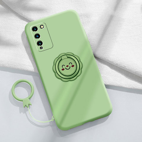 Funda Silicona Carcasa Ultrafina Goma con Magnetico Anillo de dedo Soporte para Huawei Honor 30 Lite 5G Cian