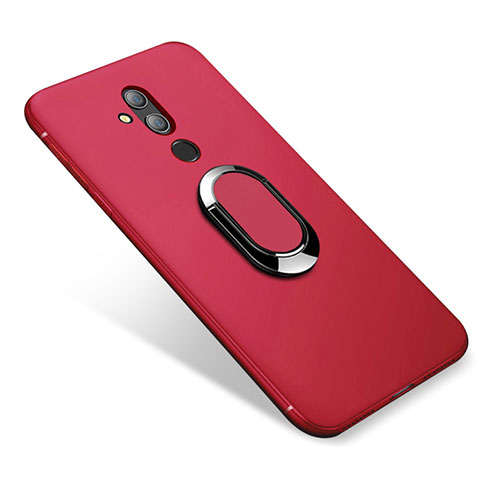 Funda Silicona Carcasa Ultrafina Goma con Magnetico Anillo de dedo Soporte para Huawei Maimang 7 Rojo