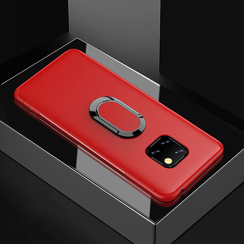 Funda Silicona Carcasa Ultrafina Goma con Magnetico Anillo de dedo Soporte para Huawei Mate 20 Pro Rojo