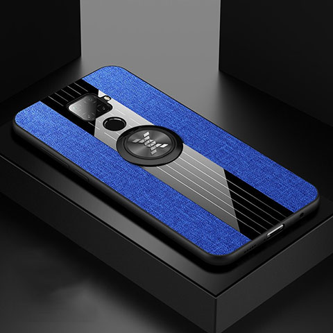 Funda Silicona Carcasa Ultrafina Goma con Magnetico Anillo de dedo Soporte para Huawei Mate 30 Lite Azul