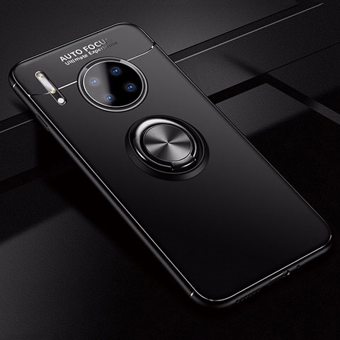 Funda Silicona Carcasa Ultrafina Goma con Magnetico Anillo de dedo Soporte para Huawei Mate 30E Pro 5G Negro