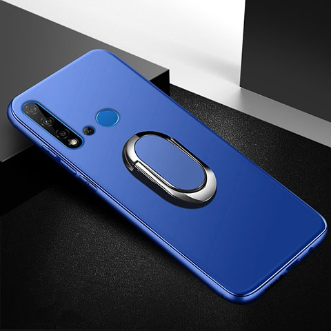 Funda Silicona Carcasa Ultrafina Goma con Magnetico Anillo de dedo Soporte para Huawei Nova 5i Azul