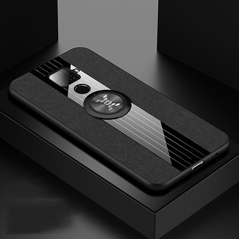 Funda Silicona Carcasa Ultrafina Goma con Magnetico Anillo de dedo Soporte para Huawei Nova 5i Pro Negro