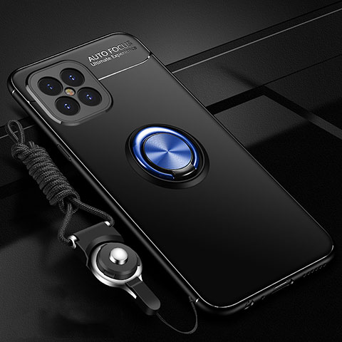 Funda Silicona Carcasa Ultrafina Goma con Magnetico Anillo de dedo Soporte para Huawei Nova 8 SE 5G Azul y Negro