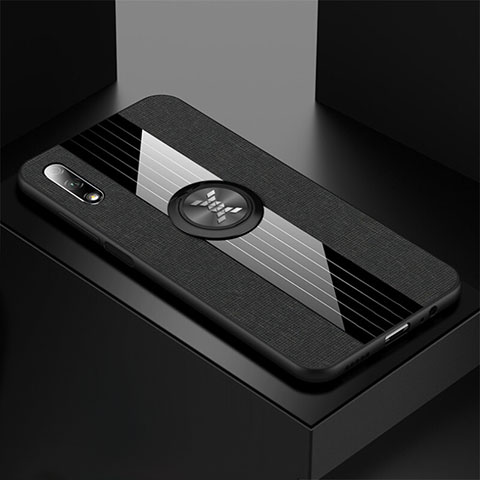 Funda Silicona Carcasa Ultrafina Goma con Magnetico Anillo de dedo Soporte para Huawei P Smart Z (2019) Negro