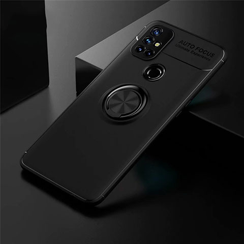 Funda Silicona Carcasa Ultrafina Goma con Magnetico Anillo de dedo Soporte para OnePlus Nord N10 5G Negro