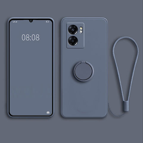 Funda Silicona Carcasa Ultrafina Goma con Magnetico Anillo de dedo Soporte para OnePlus Nord N300 5G Gris Lavanda