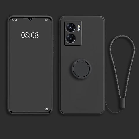 Funda Silicona Carcasa Ultrafina Goma con Magnetico Anillo de dedo Soporte para OnePlus Nord N300 5G Negro