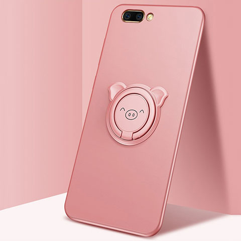 Funda Silicona Carcasa Ultrafina Goma con Magnetico Anillo de dedo Soporte para Oppo A12e Oro Rosa