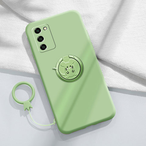 Funda Silicona Carcasa Ultrafina Goma con Magnetico Anillo de dedo Soporte para Oppo A53s 5G Verde