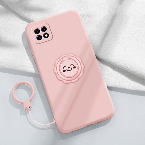 Funda Silicona Carcasa Ultrafina Goma con Magnetico Anillo de dedo Soporte para Oppo A72 5G Rosa