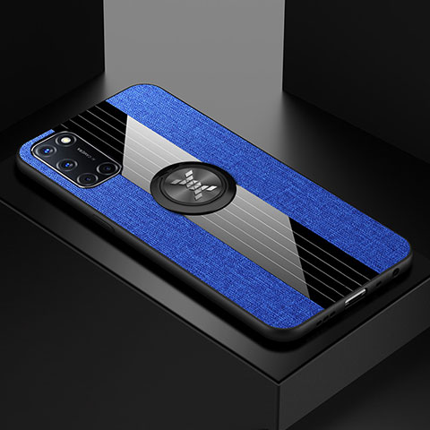 Funda Silicona Carcasa Ultrafina Goma con Magnetico Anillo de dedo Soporte para Oppo A92 Azul