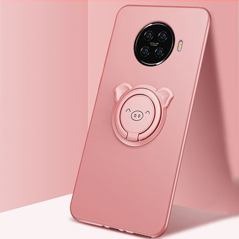 Funda Silicona Carcasa Ultrafina Goma con Magnetico Anillo de dedo Soporte para Oppo Ace2 Rosa